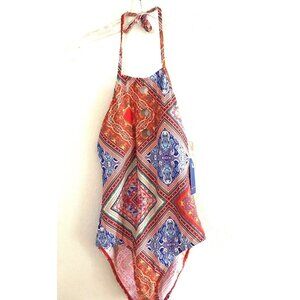 NWT Sun & Sea Size Large Halter One Piece Bathing Swimming Suit Boho Multi-Color